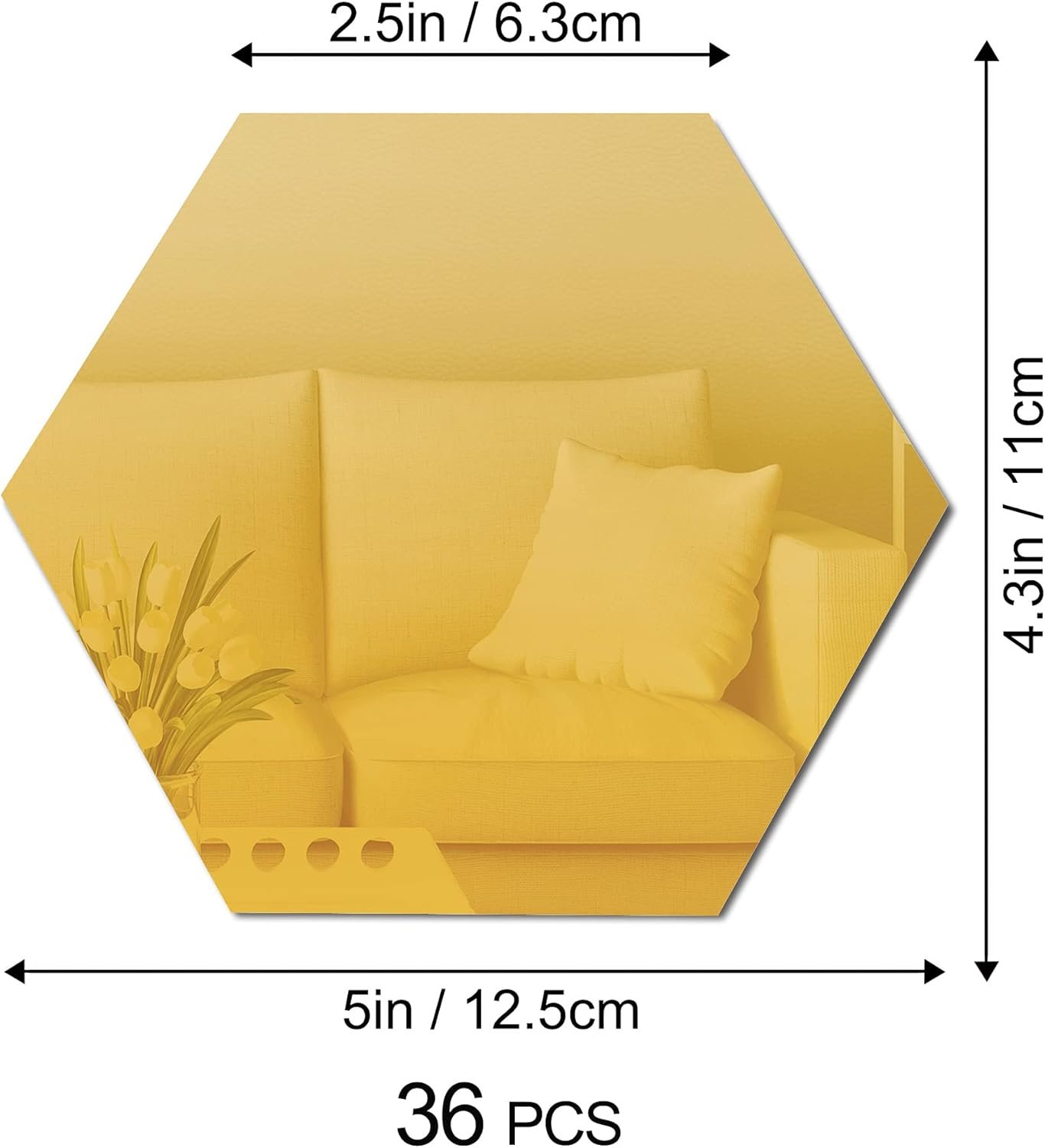Acrylic Hexagon Mirror Wall Stickers, Geometric Wall Decals - Image 2
