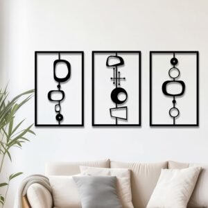 Abstract Metal Wall Art Set, Modern Geometric Hanging Decor