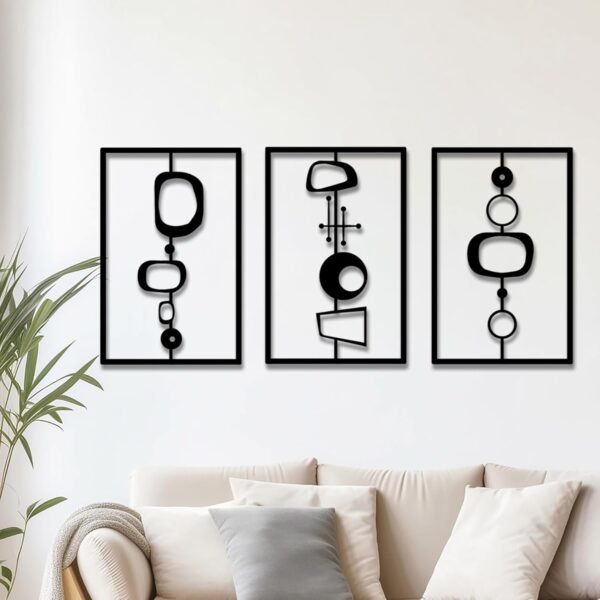 Abstract Metal Wall Art Set, Modern Geometric Hanging Decor