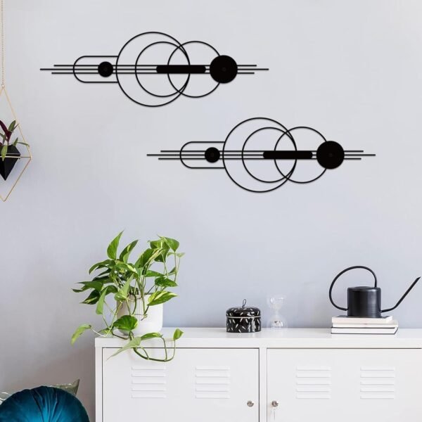 Small Abstract Metal Wall Art Set, Minimalist Geometric Decor