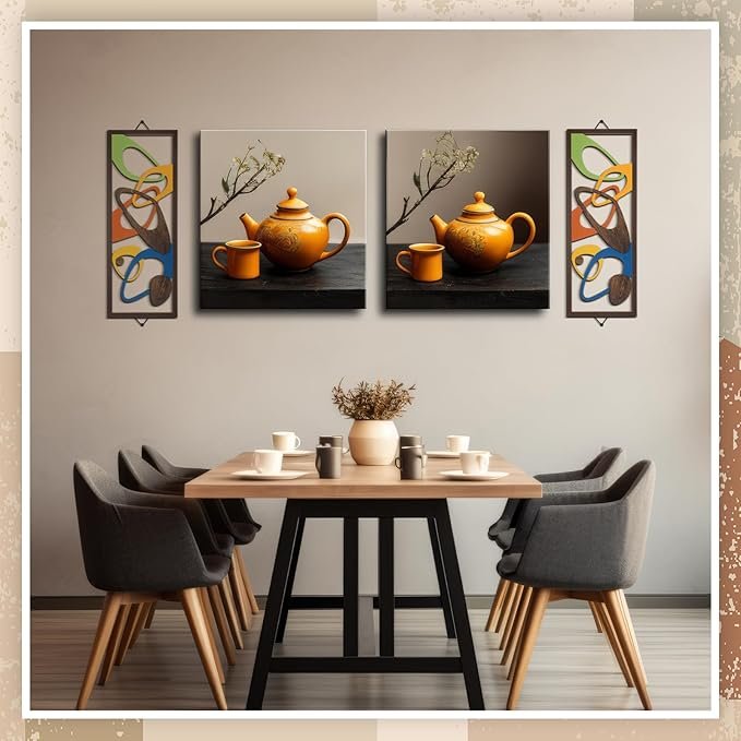 Mid Century Wood Wall Art Set, Abstract Geometric Decor - Image 2