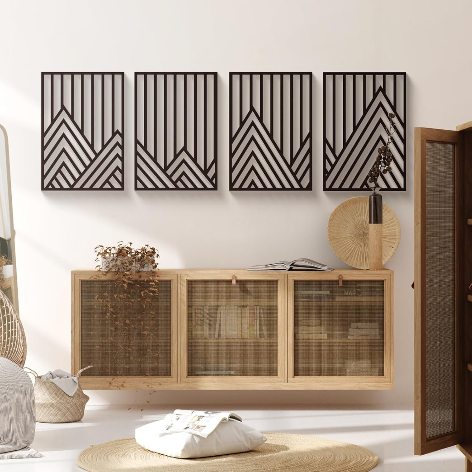 Large Abstract Metal Wall Art Set, Minimalist Line Wall Decor - Image 2