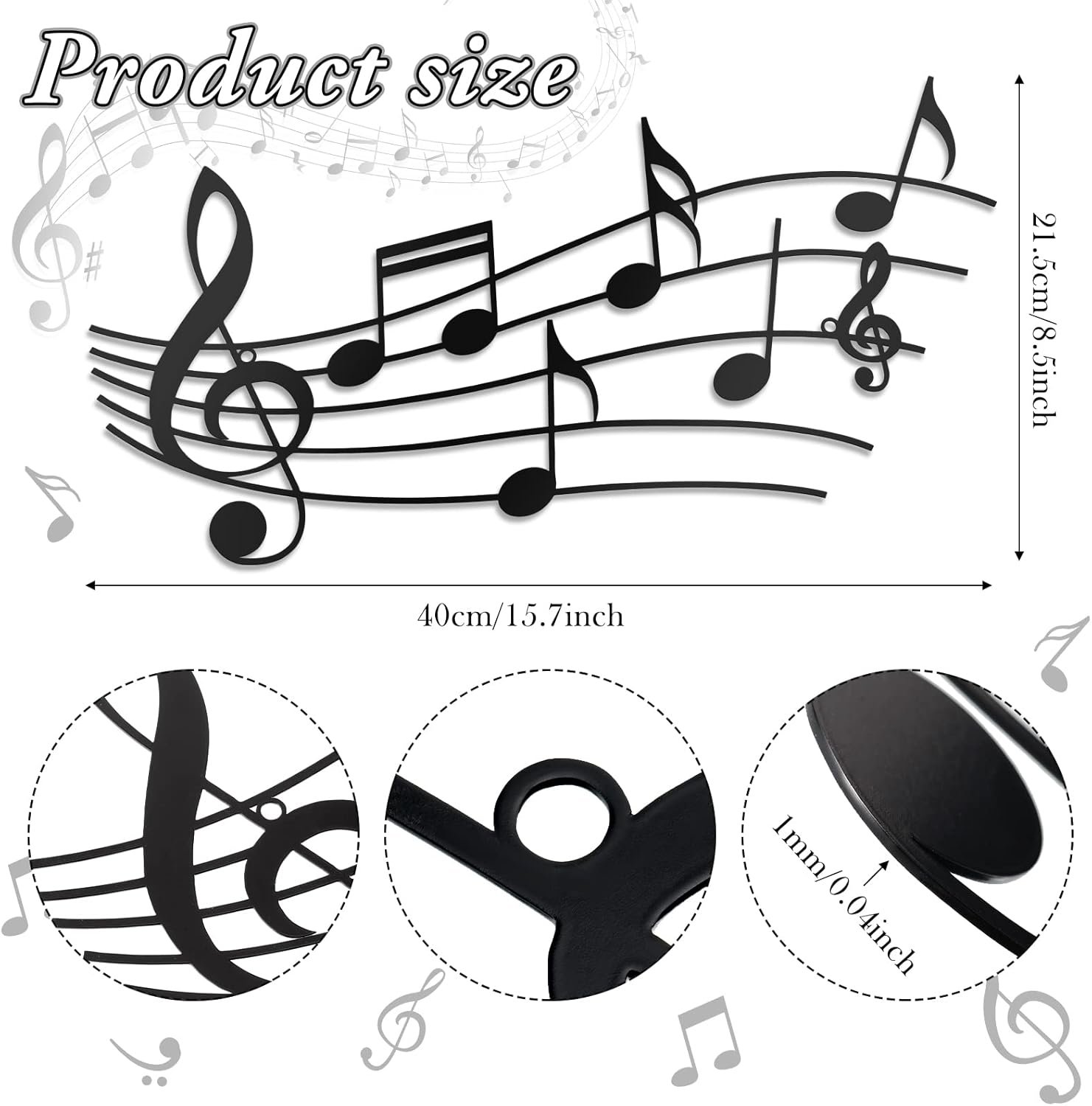 Musical Note Metal Wall Art Decoration - Image 2