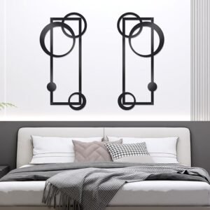Abstract Metal Wall Art Set, Modern Geometric Hanging Decor
