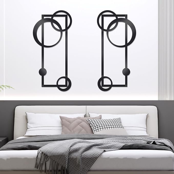 Abstract Metal Wall Art Set, Modern Geometric Hanging Decor