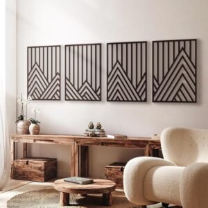 Abstract Mountain Line Metal Wall Art Set