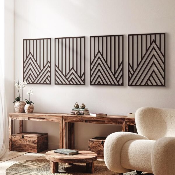 Abstract Mountain Line Metal Wall Art Set
