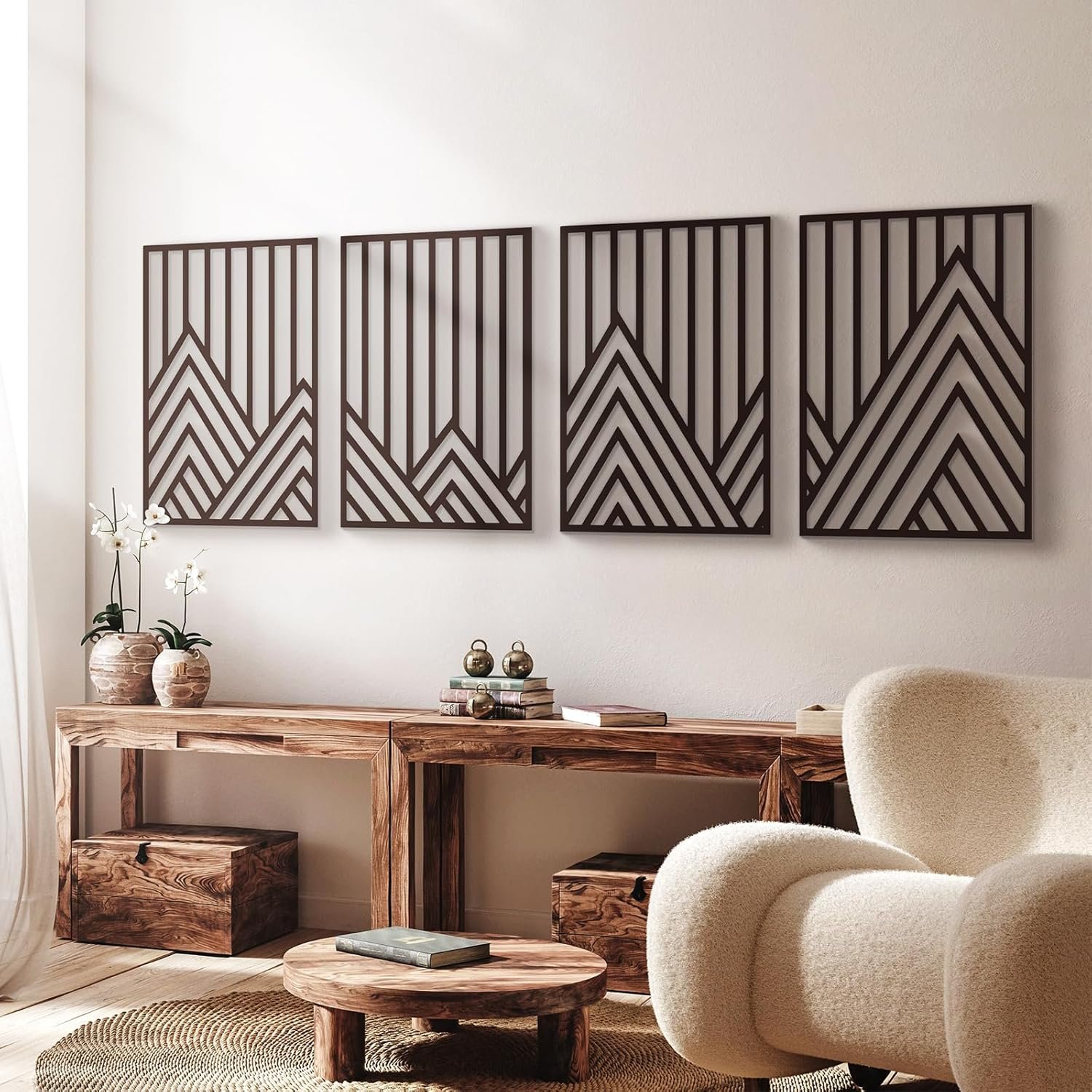 Abstract Mountain Line Metal Wall Art Set
