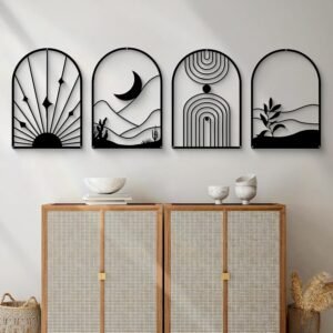 Abstract Metal Wall Art Set, Minimalist Line Wall Decor