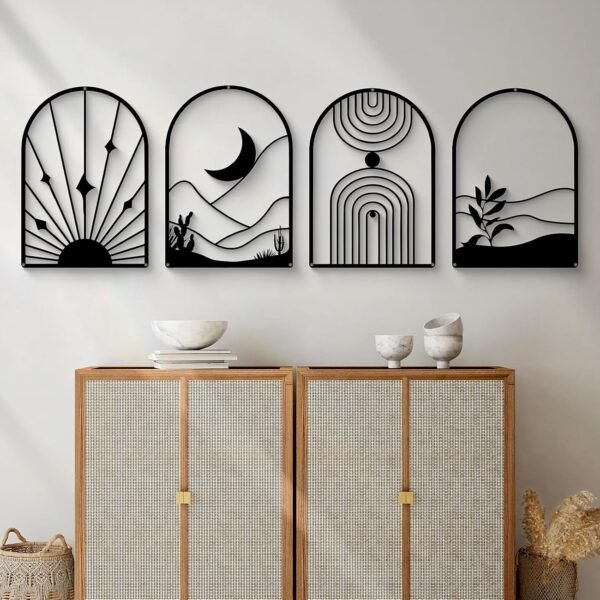 Abstract Metal Wall Art Set, Minimalist Line Wall Decor