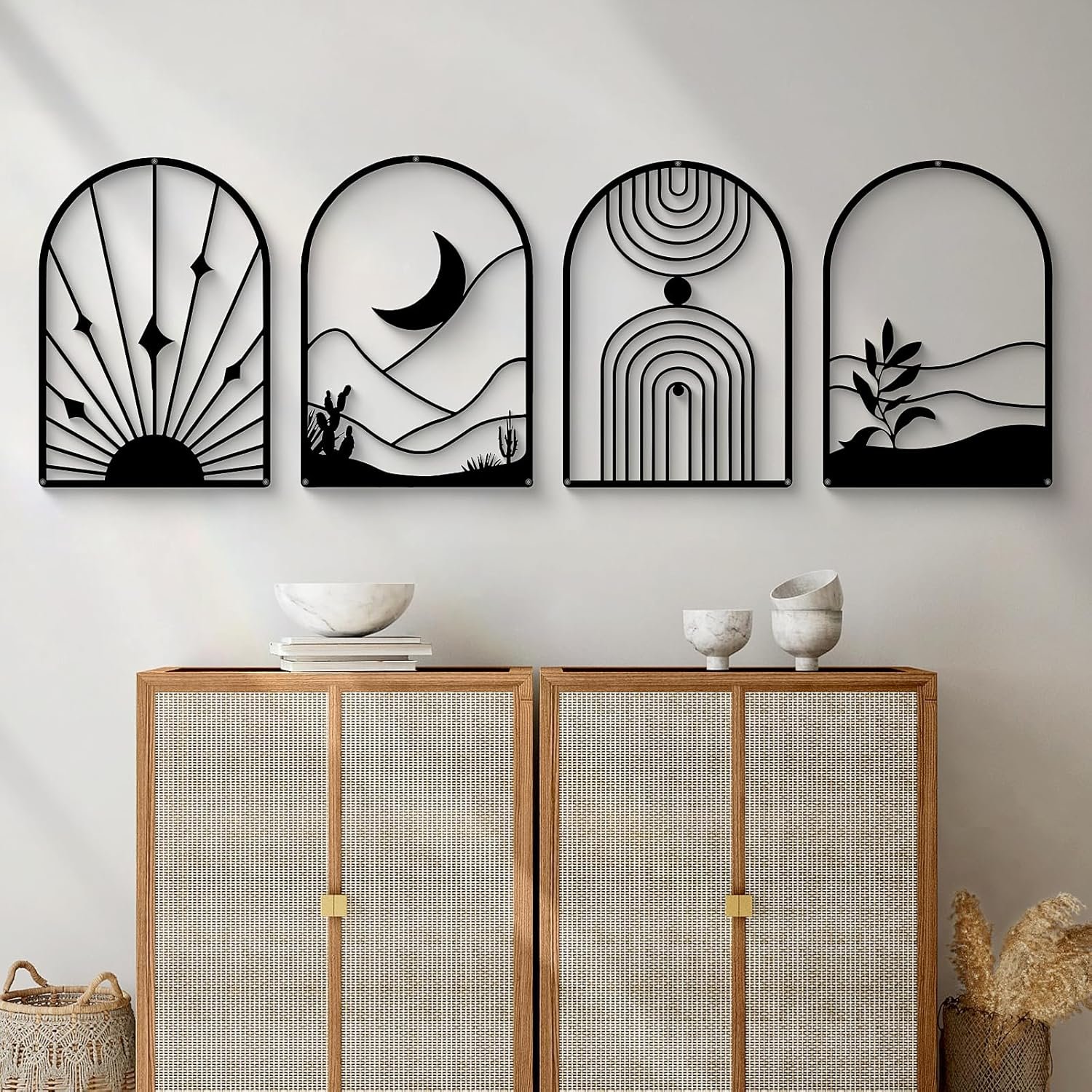 Abstract Metal Wall Art Set, Minimalist Line Wall Decor