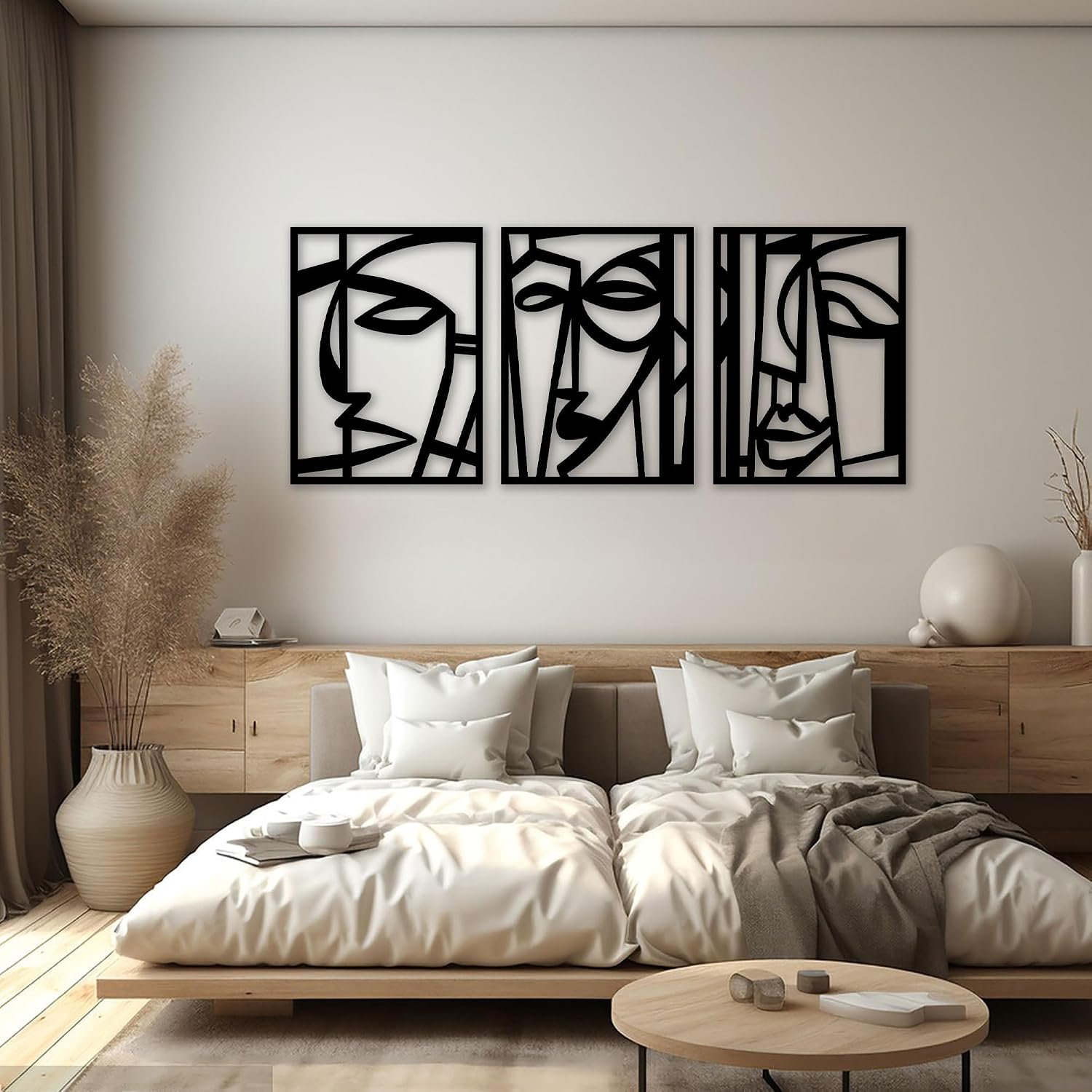 Abstract Human Face Metal Wall Art Set